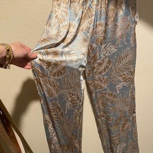 Silky satin long palazzo pants
